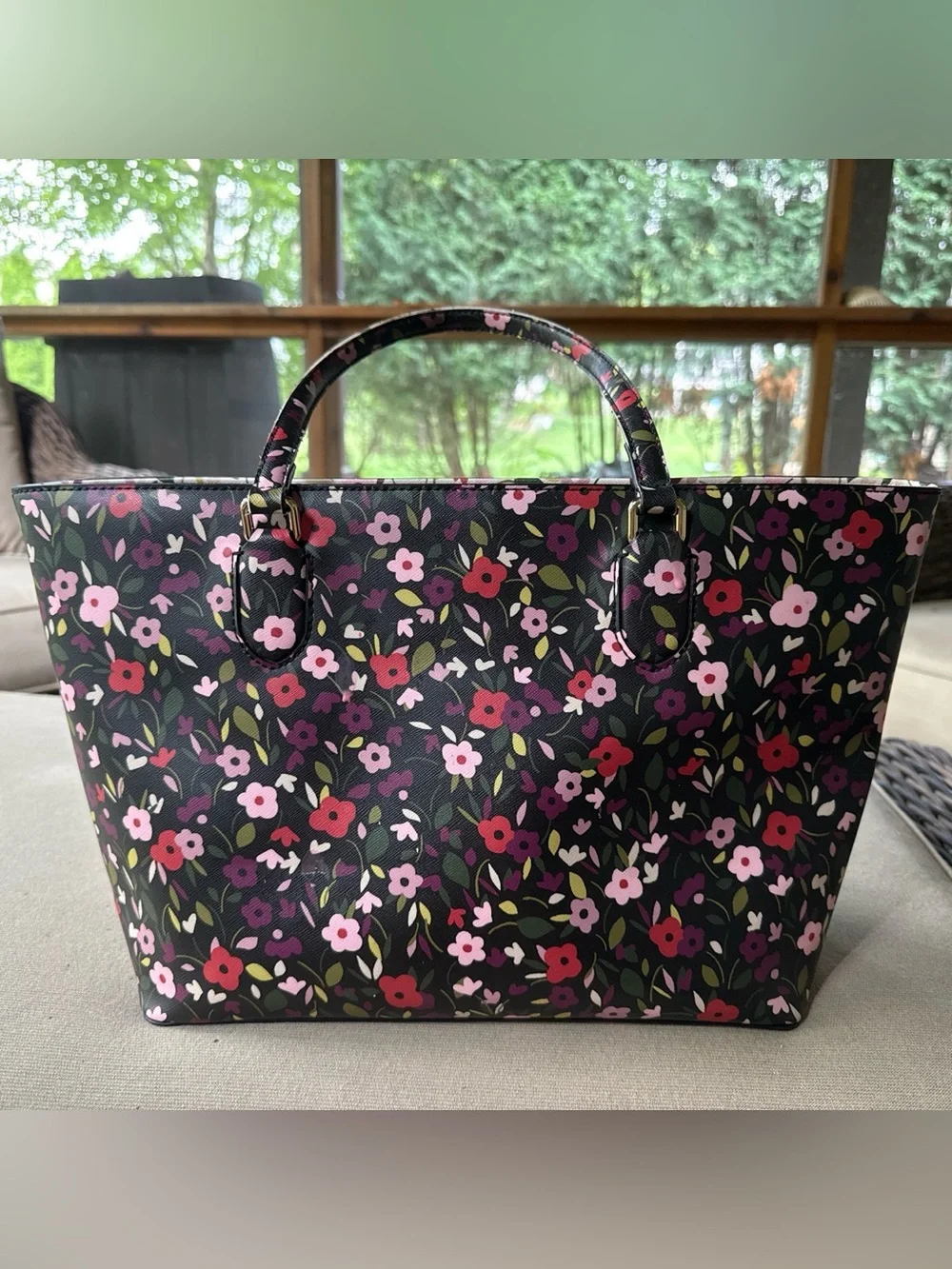 Kate Spade Black Floral Tote Bag